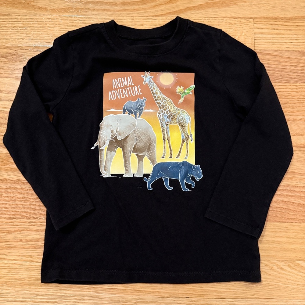 Garanimals Black Animal Adventure Long Sleeve Tee